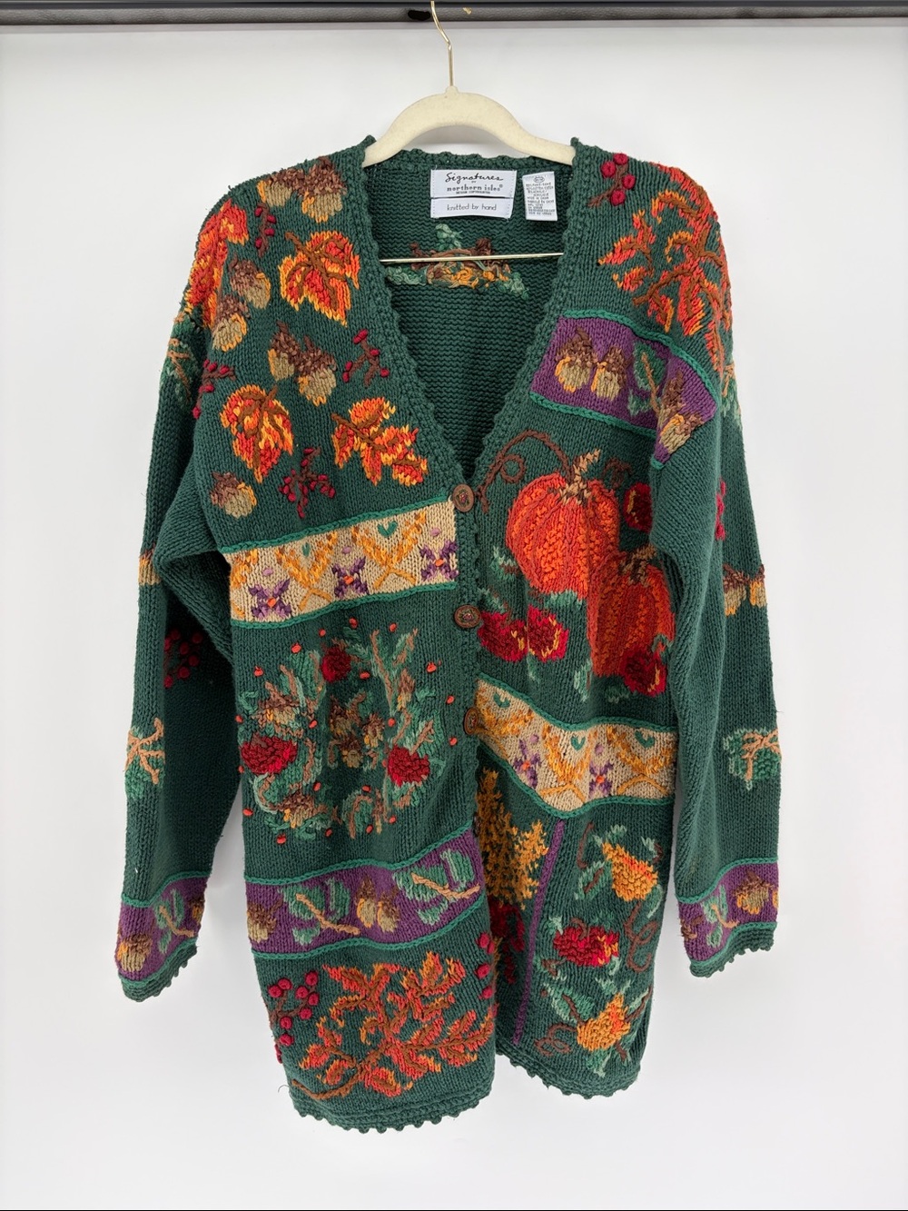 Signatures Northern Isles Hand Knit Fall Harvest Cottagecore  Grandma Sweater